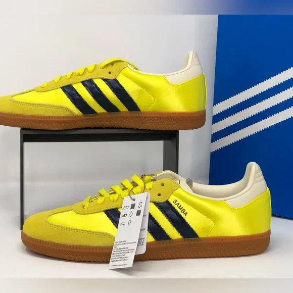 Adidas Women’s Samba OG Shock Yellow Night Indigo JI2594 - Size 10.5 - Picture 13 of 14